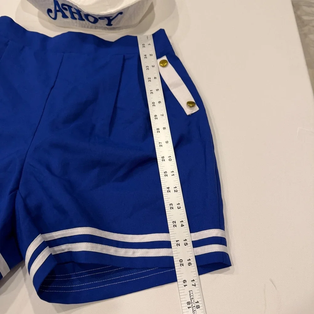 Costume Agent Scoops Ahoy Sailor Shorts and Hat Set Blue White XS Cosplay